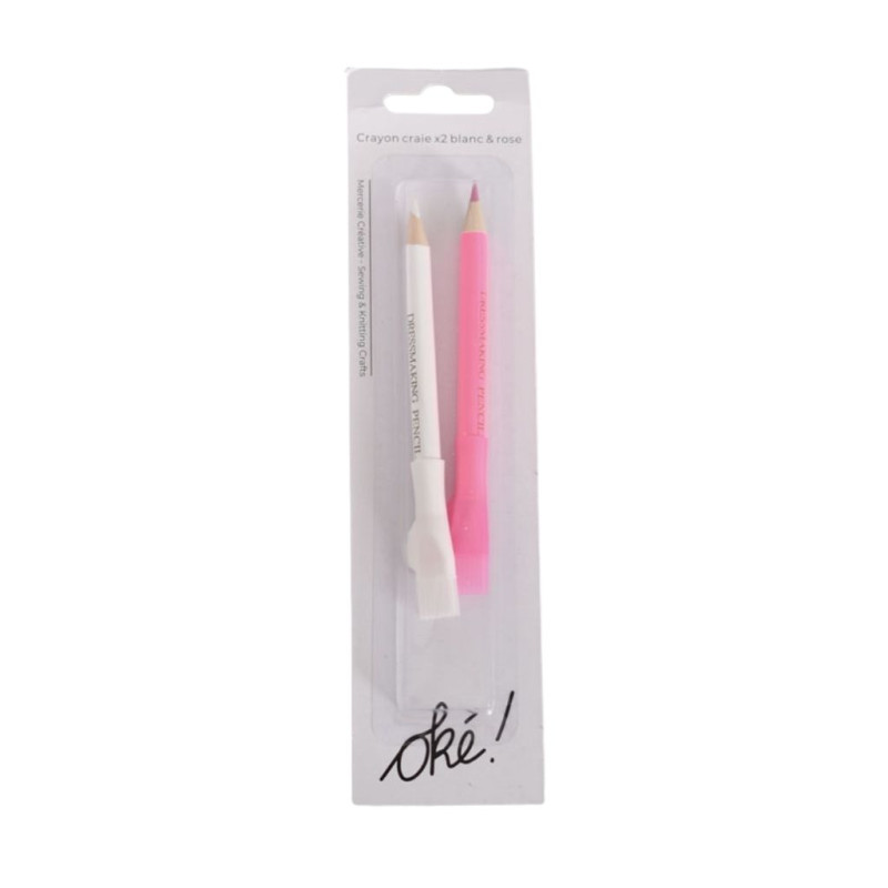 SACHET DE 6 / CRAYON CRAIE X2 BLANC & ROSE